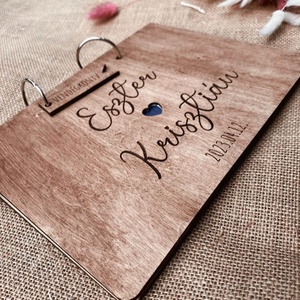 Esküvői vendégkönyv � Fa borítós  barna � szív - esküvő - emlék & ajándék - vendégkönyv - Meska.hu