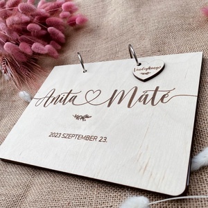 Esküvői vendégkönyv � Fa borítós natúr � szerelem - esküvő - emlék & ajándék - vendégkönyv - Meska.hu