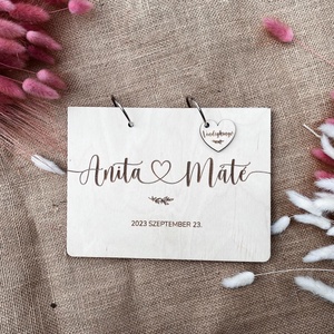 Esküvői vendégkönyv � Fa borítós natúr � szerelem, Esküvő, Emlék & Ajándék, Vendégkönyv, Gravírozás, pirográfia, MESKA