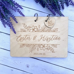 Esküvői vendégkönyv � Fa borítós natúr, Esküvő, Emlék & Ajándék, Vendégkönyv, Gravírozás, pirográfia, MESKA
