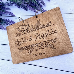 Esküvői vendégkönyv � Fa borítós barna, Esküvő, Emlék & Ajándék, Vendégkönyv, Gravírozás, pirográfia, MESKA