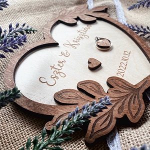 Esküvői gyűrűtartó � szív � leveles - esküvő - kiegészítők - gyűrűtartó & gyűrűpárna - Meska.hu