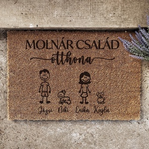 Egyedi család mintás lábtörlő � Gravírozott kókuszrost ajándék otthonra - Meska.hu
