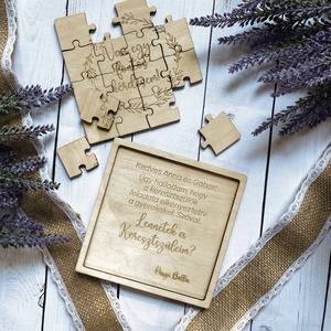 Keresztszülő felkérő DÍSZDOBOZBAN � Puzzle - Meska.hu