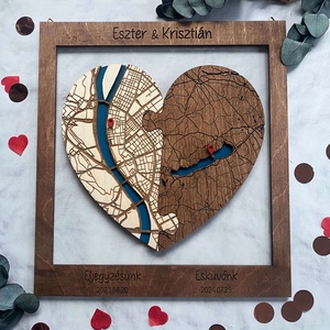Egyedi szív térkép � Esküvőre � Valentin napra � Évfordulóra - esküvő - emlék & ajándék - köszönőajándék - Meska.hu