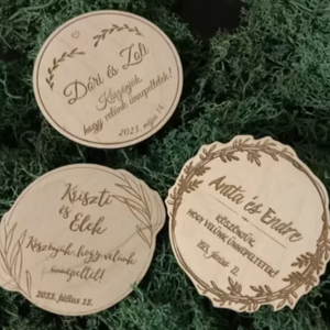 Fa köszönőajándék kör alakú, Esküvő, Emlék & Ajándék, Köszönőajándék, Gravírozás, pirográfia, MESKA