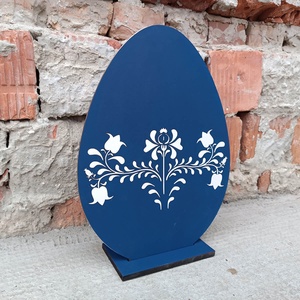 Húsvéti kék tojás - fehér motívummal - otthon & életmód - ház & kert - kerti dísz - Meska.hu