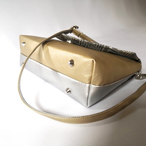Női elegáns textilbőr válltáska - Arany - ezüst - táska & tok - kézitáska & válltáska - vállon átvethető táska - Meska.hu