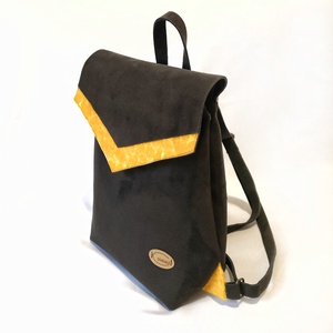 Női szőrmés hátizsák - sötétbarna - sárga, Táska & Tok, Kézitáska & válltáska, Vállon átvethető táska, Varrás, MESKA