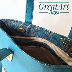 Női textilbőr designer geometriai mintás válltáska - türkiz - táska & tok - kézitáska & válltáska - vállon átvethető táska - Meska.hu