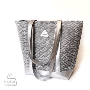 Női vízlepergető nagy válltáska - ezüst tote bag - táska & tok - kézitáska & válltáska - nagy pakolós táska - Meska.hu