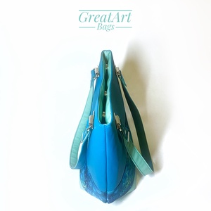 Pávatollas türkiz és pisztácia színű válltáska - táska & tok - kézitáska & válltáska - válltáska - Meska.hu