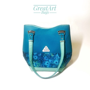 Pávatollas türkiz és pisztácia színű válltáska - táska & tok - kézitáska & válltáska - válltáska - Meska.hu