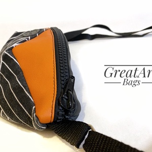 Geometriai mintás övtáska - fekete - narancs - táska & tok - övtáska - Meska.hu