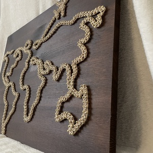 Világtérkép - kép string art technikával - otthon & életmód - dekoráció - fali és függő dekoráció - falra akasztható dekor - Meska.hu