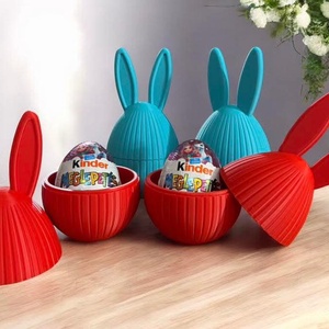 Nyuszi füles Kinder és ajándék tartó - ünnepi díszek, dekorációk - húsvéti díszek és dekorációk - húsvéti ajándékátadó - Meska.hu