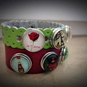 Piros patentos karkötő - ékszer - karkötő - széles karkötő - Meska.hu