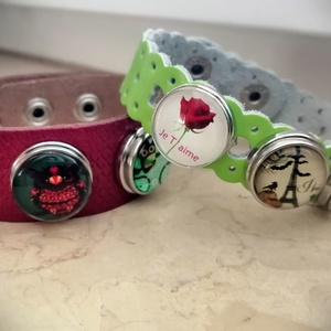 Piros patentos karkötő - ékszer - karkötő - széles karkötő - Meska.hu