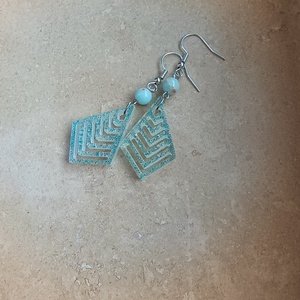 üveggyanta fülbevaló - ékszer - fülbevaló - lógó fülbevaló - Meska.hu