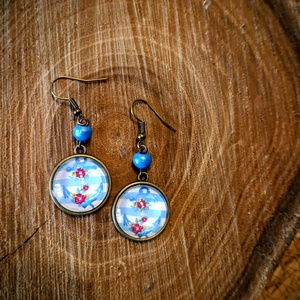 üveglencsés fülbevaló - ékszer - fülbevaló - lógó fülbevaló - Meska.hu