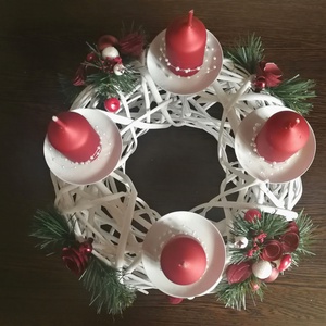 Különleges adventi asztaldísz ...a piros-fehér szín jegyében ! -  - Meska.hu