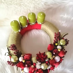 AKCIÓ!Különleges adventi asztaldísz ...a piros-fehér-zöld  szín jegyében ! - karácsony - adventi díszek - adventi asztaldísz - adventi díszek - Meska.hu