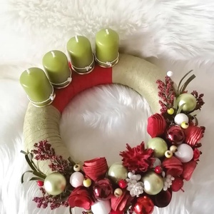 AKCIÓ!Különleges adventi asztaldísz ...a piros-fehér-zöld  szín jegyében ! - karácsony - adventi díszek - adventi asztaldísz - adventi díszek - Meska.hu