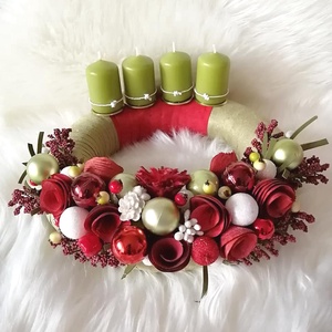 AKCIÓ!Különleges adventi asztaldísz ...a piros-fehér-zöld  szín jegyében ! - karácsony - adventi díszek - adventi asztaldísz - adventi díszek - Meska.hu