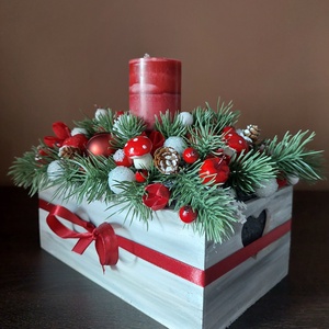 Különleges adventi/karácsonyi asztaldísz...a piros színvilág kedvelőinek !  - karácsony - karácsonyi lakásdekoráció - ünnepi asztaldekoráció - Meska.hu