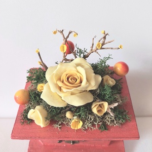 Fa ékszerdoboz,rózsa  agyagvirágokkal díszítve, Ékszer, Ékszertartó, Ékszerdoboz, Mindenmás, Gyurma, MESKA