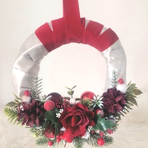 Elegáns,igazi karácsonyi színvilágú ajtódísz ! - karácsony - adventi díszek - adventi ajtódísz - Meska.hu