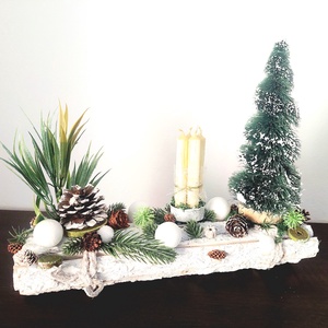 Különleges ünnepi asztaldísz...a zöld-fehér színvilág kedvelőinek !  - karácsony - adventi díszek - adventi gyertyadíszek és koszorúdíszek - Meska.hu