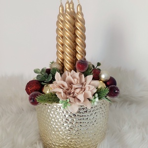 Különleges ünnepi asztaldísz...a bordó-arany  színvilág kedvelőinek !  - karácsony - adventi díszek - adventi gyertyadíszek és koszorúdíszek - Meska.hu