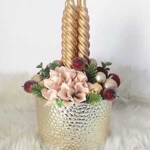 Különleges ünnepi asztaldísz...a bordó-arany  színvilág kedvelőinek !  - karácsony - adventi díszek - adventi gyertyadíszek és koszorúdíszek - Meska.hu