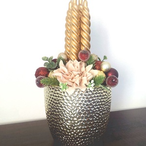 Különleges ünnepi asztaldísz...a bordó-arany  színvilág kedvelőinek !  - karácsony - adventi díszek - adventi gyertyadíszek és koszorúdíszek - Meska.hu