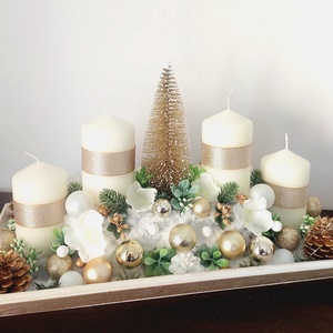 Különleges ünnepi asztaldísz...az arany-pezsgő színvilág kedvelőinek !  - karácsony - adventi díszek - adventi gyertyadíszek és koszorúdíszek - Meska.hu