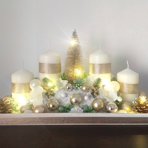 Különleges ünnepi asztaldísz...az arany-pezsgő színvilág kedvelőinek !  - karácsony - adventi díszek - adventi gyertyadíszek és koszorúdíszek - Meska.hu