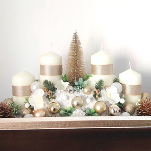 Különleges ünnepi asztaldísz...az arany-pezsgő színvilág kedvelőinek !  - karácsony - adventi díszek - adventi gyertyadíszek és koszorúdíszek - Meska.hu