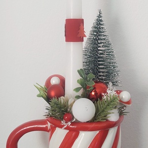 Különleges ünnepi asztaldísz,cuki kis bögrében ! - karácsony - adventi díszek - adventi gyertyadíszek és koszorúdíszek - Meska.hu