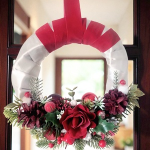 Elegáns,igazi karácsonyi színvilágú ajtódísz ! - Meska.hu