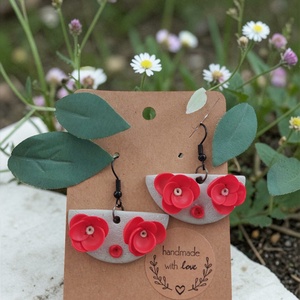 Piroskás elegancia fülbevaló , Ékszer, Fülbevaló, Lógó fülbevaló, Ékszerkészítés, Gyurma, MESKA