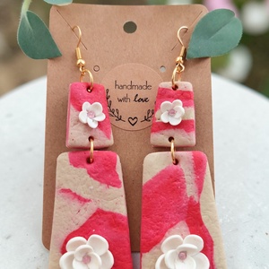 Piros-fehér elegancia fülbevaló  - Meska.hu