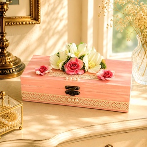 Pink ékszerdoboz, agyagvirágokkal díszítve ! - ékszer - ékszertartó - ékszerdoboz - Meska.hu