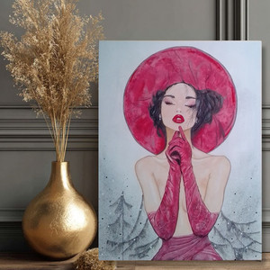 Piros kalapban... - művészet - festmény - akril - Meska.hu