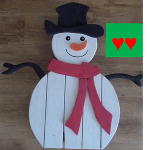 Nagy hóember sállal, Karácsony, Karácsonyi kültéri dekoráció, Famegmunkálás, Festett tárgyak, MESKA
