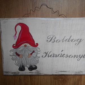 Manó kopogtató Boldog Karácsonyt bozontos manó - karácsony - karácsonyi lakásdekoráció - karácsonyi ajtódíszek - Meska.hu