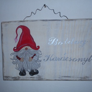 Manó kopogtató Boldog Karácsonyt bozontos manó - karácsony - karácsonyi lakásdekoráció - karácsonyi ajtódíszek - Meska.hu