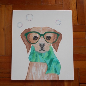 Blöki kutya festmény kutyabarátoknak, kutyakedvelőknek, Otthon & Lakás, Dekoráció, Kép & Falikép, 3d képek, Famegmunkálás, Festett tárgyak, MESKA