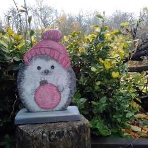 Sün karácsonyi dísszel könyvtámasz ajtótámasz - Meska.hu