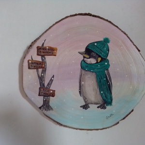 Pingvin Hawaii és Bora Bora táblával - Meska.hu